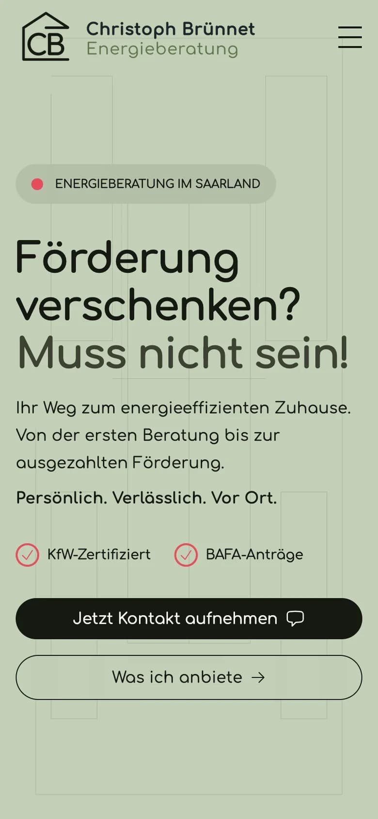 Die Startseite von energieberatung.saarland auf dem Handy