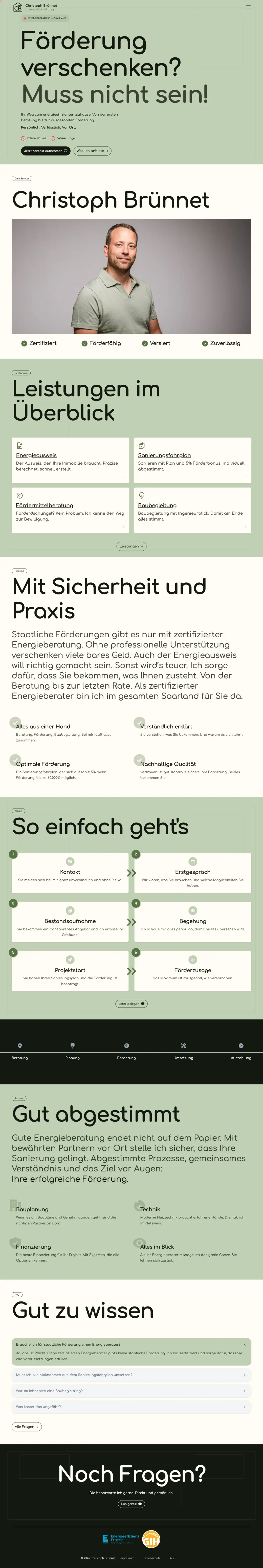 Die ganze Startseite von energieberatung.saarland am Rechner, von oben bis unten
